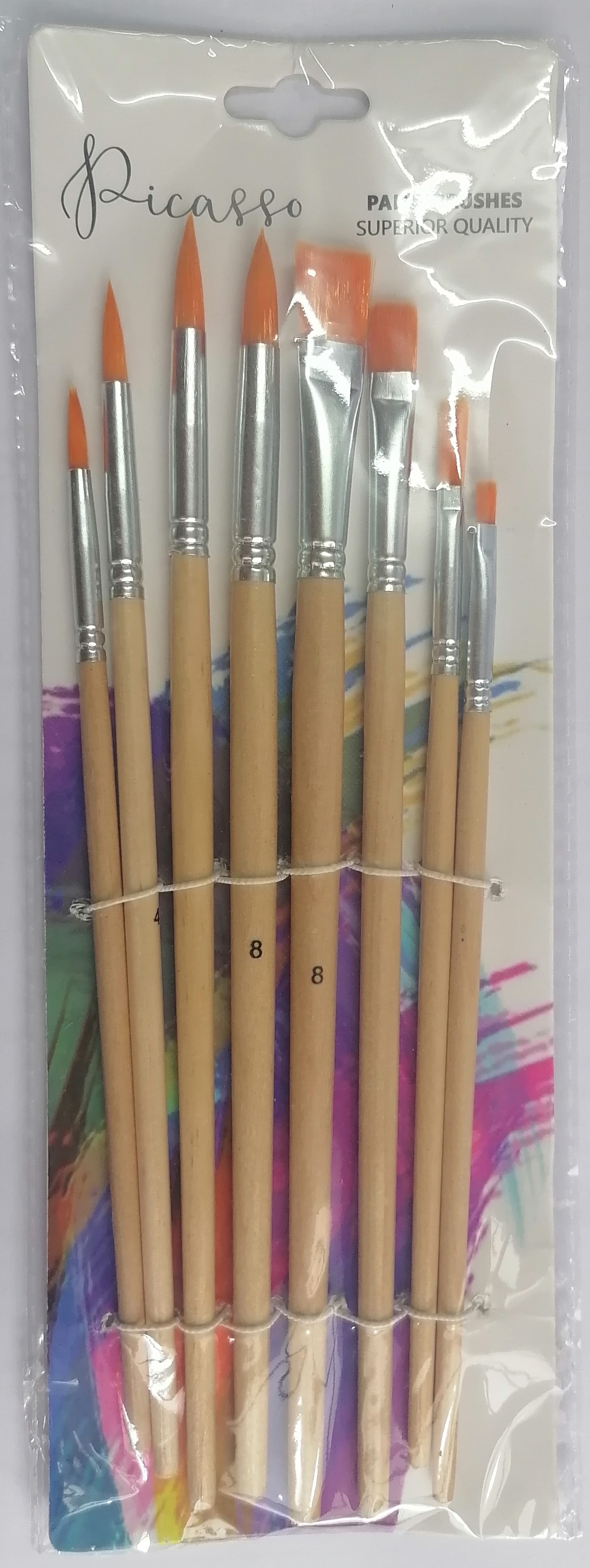 CZ Artist Brush Set of 8 Round n Flat